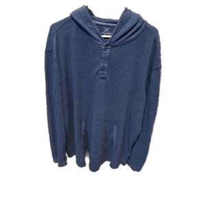 George Men's Heathered Blue Pullover Henley Hoodie